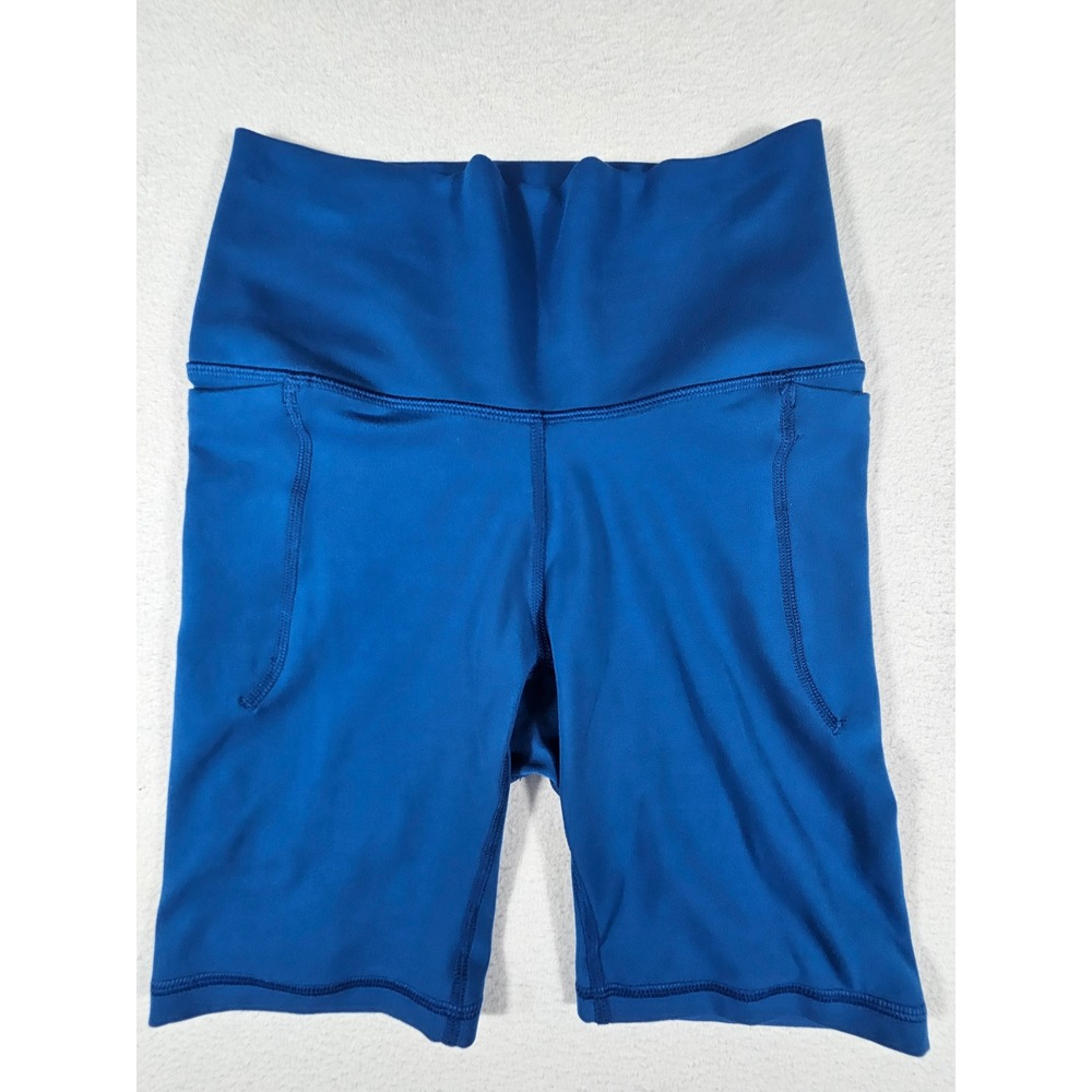 Under Armour Womens Meridian Bike Shorts Blue High Rise Pockets 1382521 XS